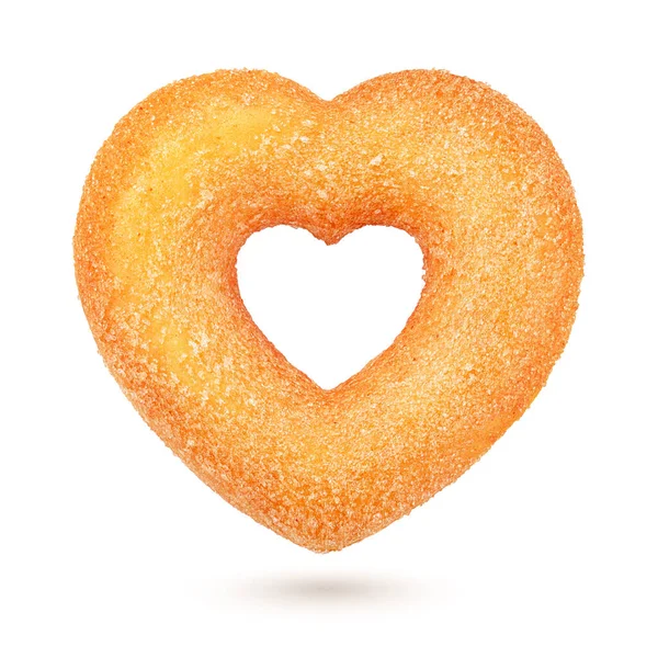 Herzförmiger Gelber Donut Mit Zuckerstreusel Isoliert Auf Weißem Hintergrund — Stockfoto