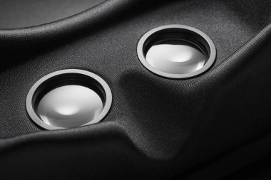 Sanal gerçeklik kulaklıklı mikrofon seti veya vr gözlük makro içinde görünümünü kapatmak atış