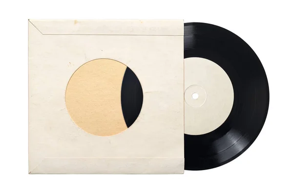 Inch Vinyl Single Record Kartonnen Hoes Geïsoleerd Witte Achtergrond — Stockfoto