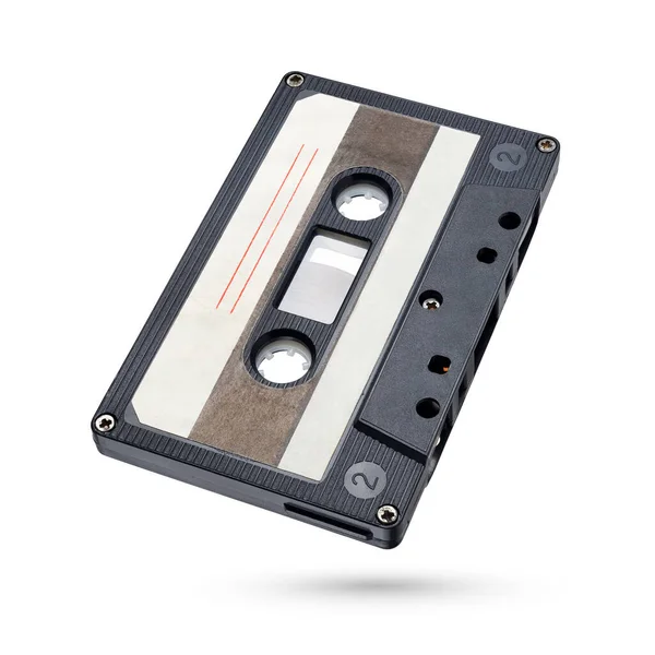 Stara Czarna Taśma Audio Kompaktowa Kaseta Izolowana Białym Tle Ścieżką — Zdjęcie stockowe