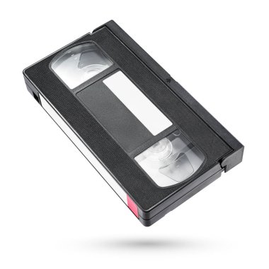 Siyah VHS video kaseti beyaz arkaplanda izole edildi