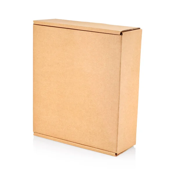 Closed Cardboard Box Isolated White Background Clipping Path — Stock Photo, Image