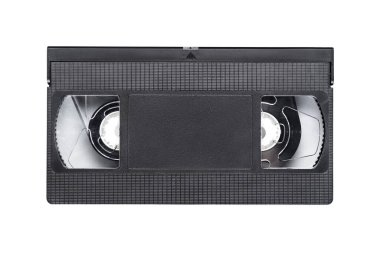 Black video tape cassette record isolated on white background.  clipart