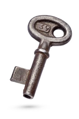 Eski paslı manivela anahtarı beyaz arkaplanda izole edildi