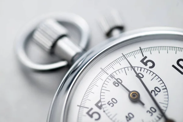 Classic Metallic Chrome Mechanical Analog Stopwatch Close Shot — Stock Photo, Image