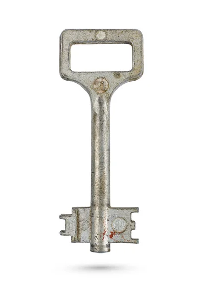 Old Rusty Lever Key Isolated White Background Clipping Path — Stock Photo, Image