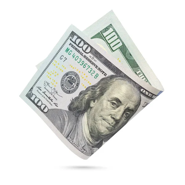 Uma Nota 100 Dólares Nota Moeda Dos Estados Unidos Isolada — Fotografia de Stock