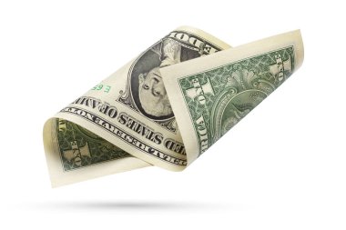 Bir dolarlık banknot. ABD para birimi banknotu beyaz bir arkaplanda izole edildi. 