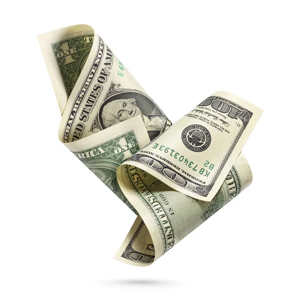 Yüz Dolarlık Banknotlar Abd Para Birimi Banknotları Beyaz Arkaplanda Izole — Stok fotoğraf