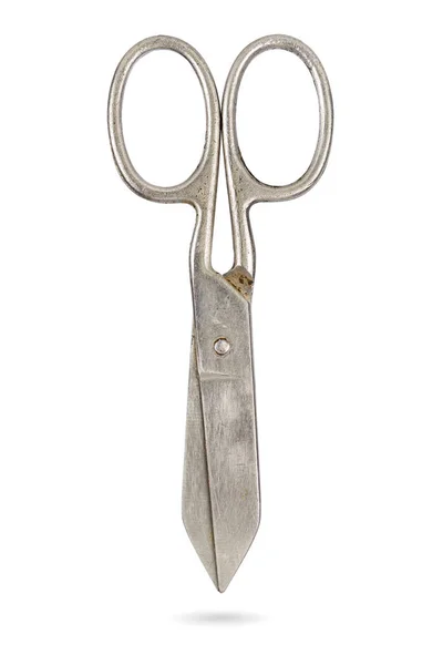 Duże Stare Metalowe Nożyczki Lub Nożyce Izolowane Białym Tle Ścieżką — Zdjęcie stockowe