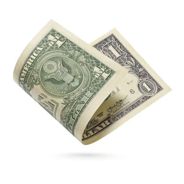 1ドル札だ 白地に隔離された米国通貨銀行券 — ストック写真