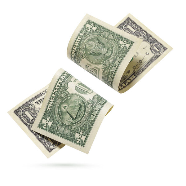 Один доллар купюр. Банкнота США выделена на белом фоне
. 