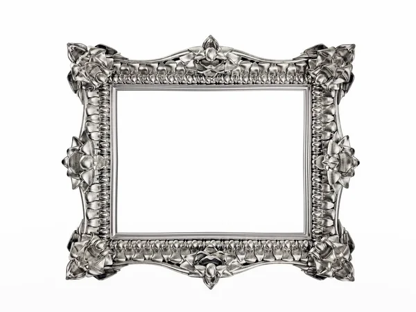 Vintage silver frame on white — Stock Photo, Image