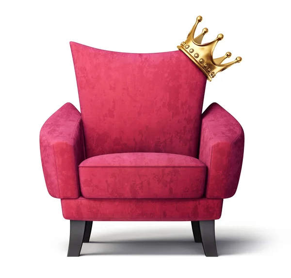Roter Sessel mit Krone — Stockfoto