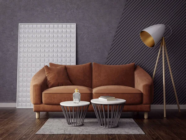 Habitación interior moderna con muebles agradables — Foto de Stock