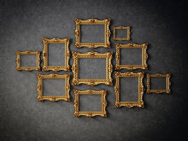 3D Altın çerçeveler — Stok fotoğraf