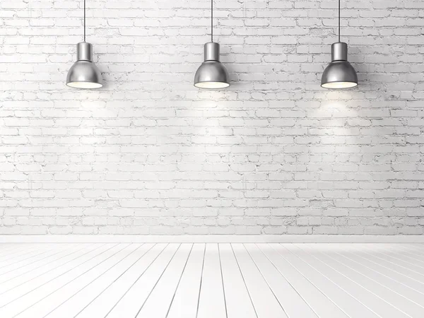 Стены из белого кирпича и лампы — стоковое фото
