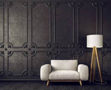 Siyah oturma odası iç