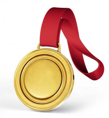 gold medal isolated on a grey background. 3d illustration clipart