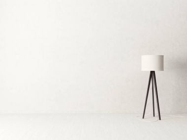 lamba ile boş oturma odası. modern iç mekan tasarımları mobilya. 3D render illüstrasyon