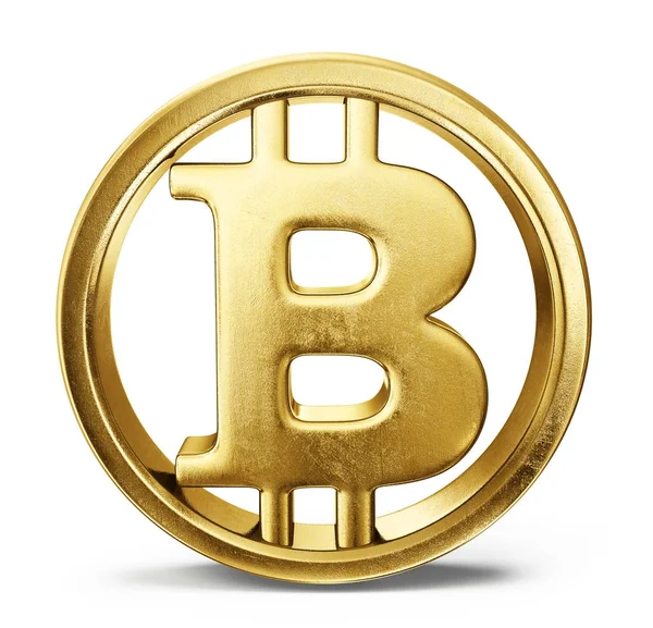 Gold bitcoin sign — Stock Photo, Image