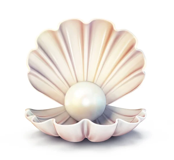 3d pearl in shell — Stock Photo, Image