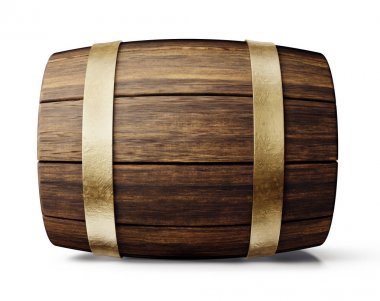 old wooden barrel isolated on white. 3d illustration  clipart
