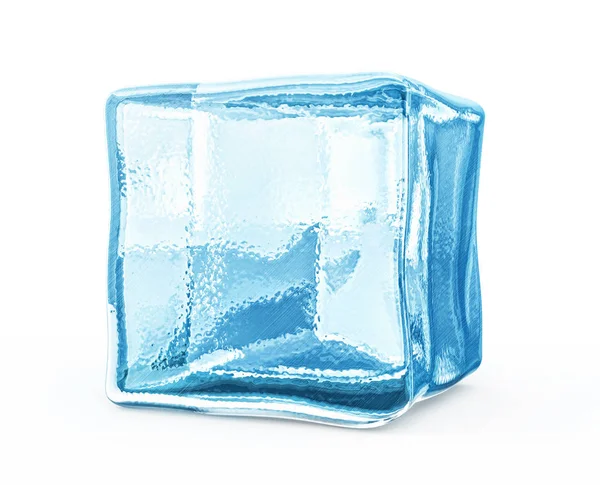 Cubo Gelo Isolado Sobre Branco Ilustração — Fotografia de Stock