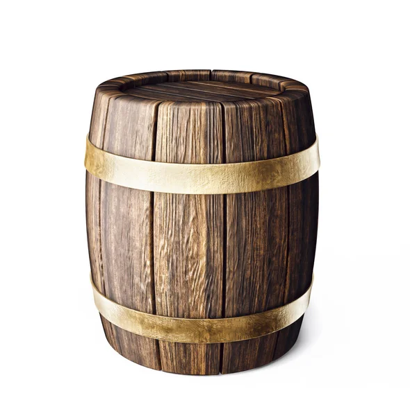 Old Wooden Barrel Isolated White Illustration — Stock Photo, Image