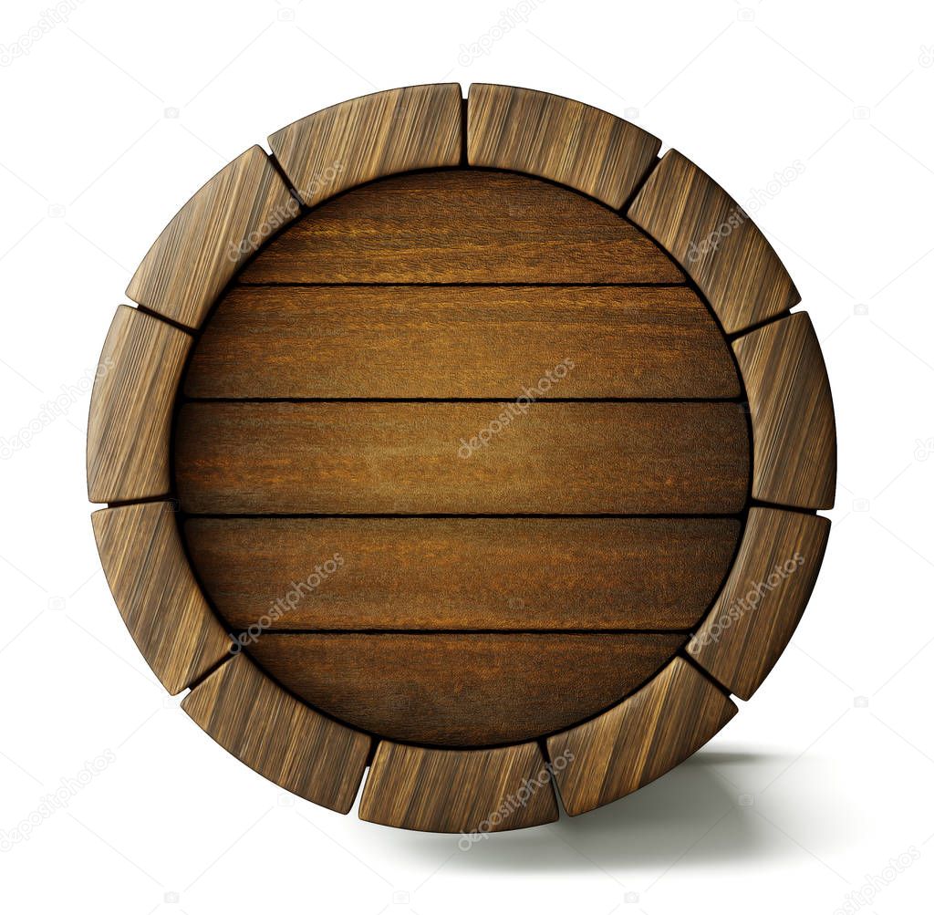 old wooden barrel isolated on white. 3d illustration 