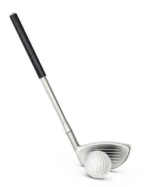 Golf Kulübü Beyaz Izole Topu Çizim — Stok fotoğraf