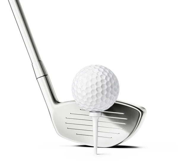 Club Golf Pelota Aislados Blanco Ilustración — Foto de Stock