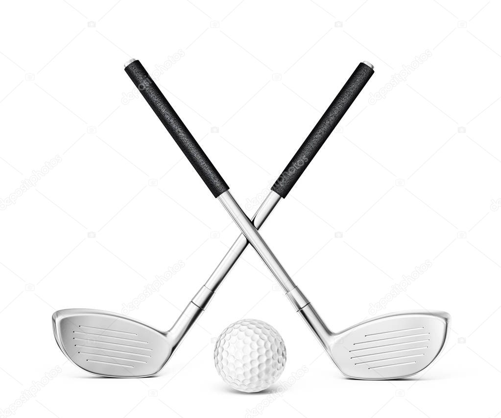 golf clubs isolated on a white. 3d illustration