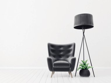Modern oturma odası ile siyah tekli
