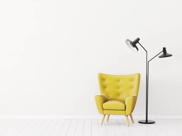 Salon moderne avec fauteuil jaune — Photo