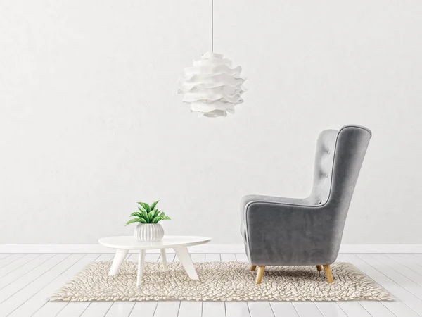 Moderna sala de estar con sillón blanco — Foto de Stock