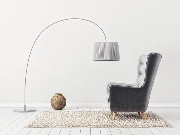 Modernes Wohnzimmer mit weißem Sessel — Stockfoto