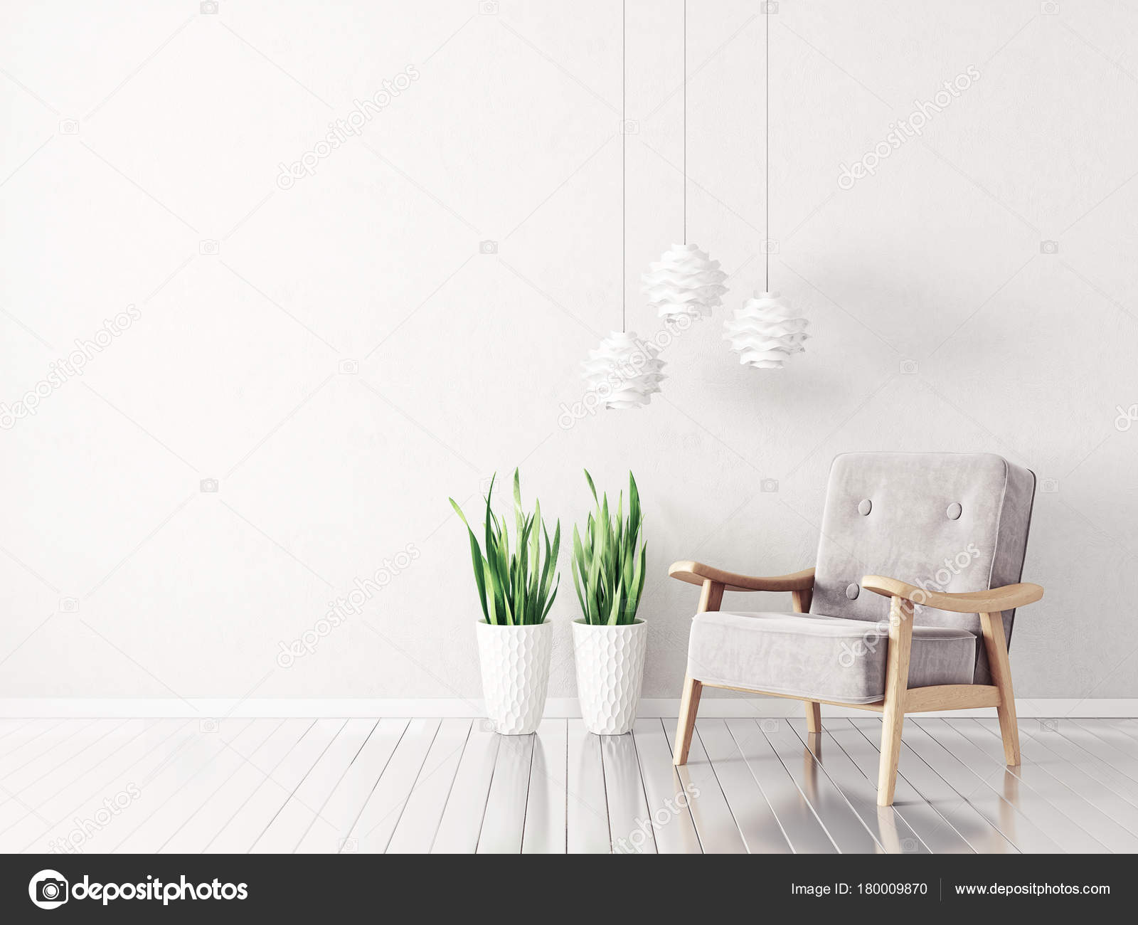 Modern Living Room Armchair White Background Interior Design