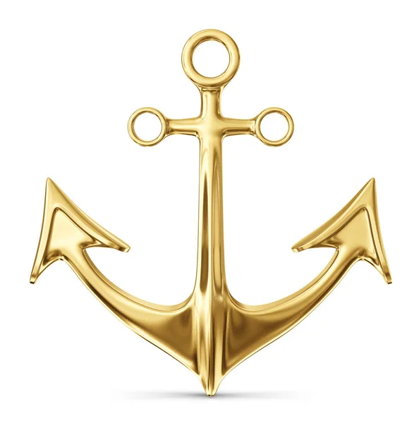 Gold Anchor Isolated White Background Illustration — Stock Photo, Image