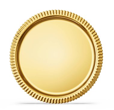 altın sikke üzerinde beyaz backgrond izole işareti 3D çizimi