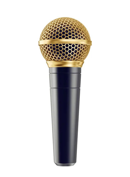 Illustration Des Goldenen Mikrofons Isoliert Auf Weißem Hintergrund — Stockfoto
