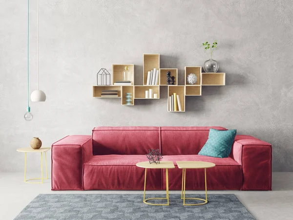 Modern living room in scandinavian interior design
