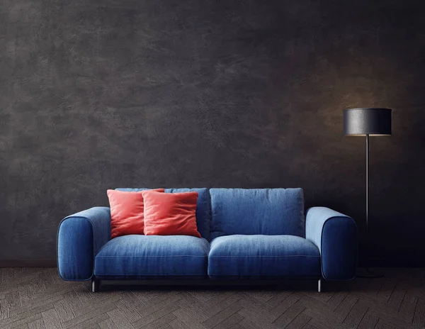 Moderne Woonkamer Met Sofa Lamp Het Scandinavische Interieur — Stockfoto