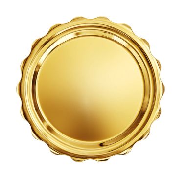 Altın sikke üzerinde beyaz izole işareti olmadan.