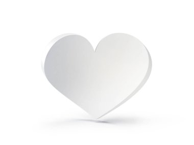 Beyaz beyaz izole kalp 3d çizim