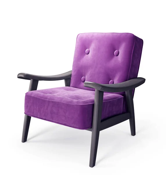 Violet Fauteuil Geïsoleerd Wit — Stockfoto