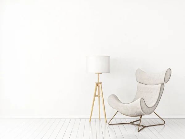 Moderní Minimalistický Obývací Pokoj Křeslem Skandinávský Design Interiéru Nábytek — Stock fotografie