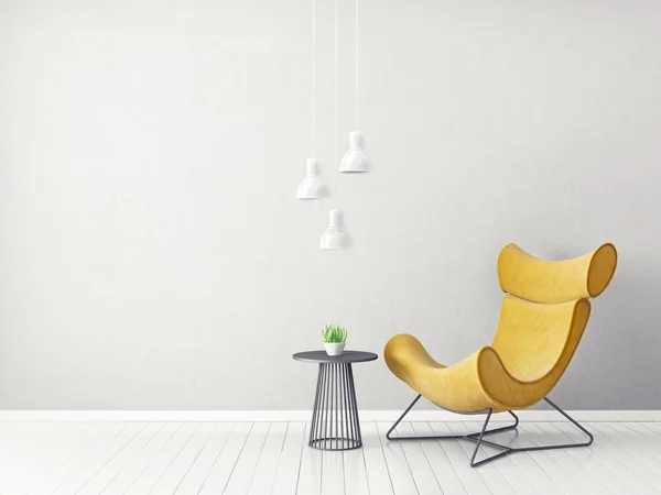 Moderno Salón Minimalista Con Sillón Muebles Escandinavos Diseño Interiores — Foto de Stock