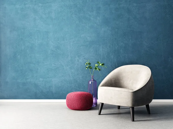 Modern Minimalist Oturma Odası Koltuk Ile Skandinav Tasarım Mobilya — Stok fotoğraf