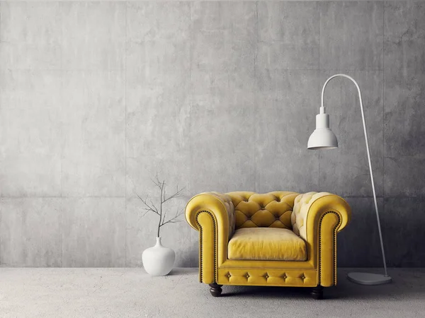 现代简约客厅与扶手椅 斯堪的纳维亚室内设计家具 — 图库照片